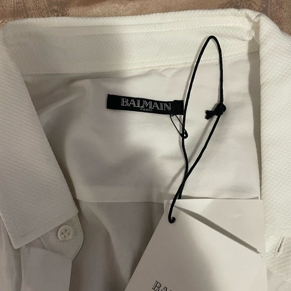 Balmain White Shirt With Logo Sz 42/XL - Picture 6 of 15